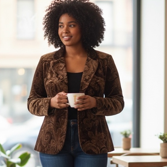 Peter Nygard Jackets & Blazers - Peter Nygard Elegant Brown Paisley Blazer